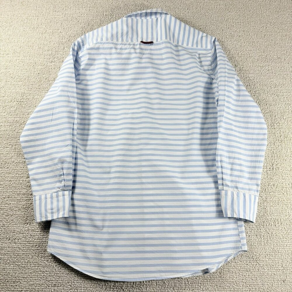 Massimo Dutti Striped Button Up Long Sleeve White Blue Men’s Size Medium - Picture 6 of 7